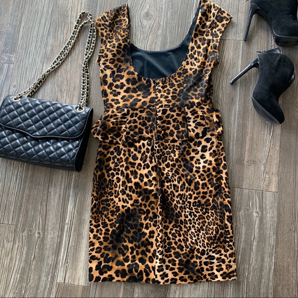 Leopard Peplum Dress - Picture 3 of 6